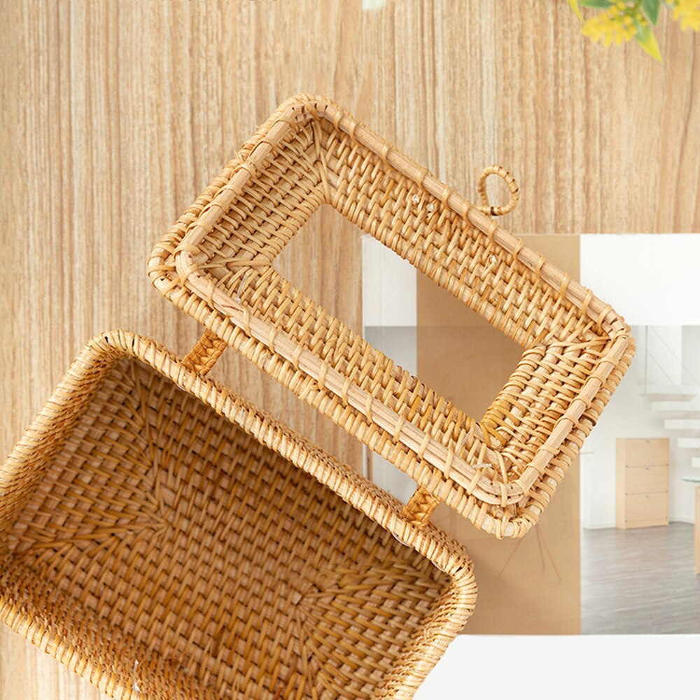 Rattan Handmade Tissue Box Drawer Box Living Room Bedroom Storage Box