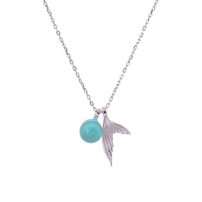 s925 sterling silver aquamarine necklace LadyShow.Store