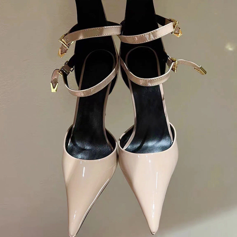 Women's Pointed Patent Leather High Heel Sandals Best YouTube Store