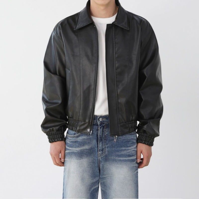 MYQ Men's Short Motorcycle Leather Jacket - Spring Style Pi-Mart