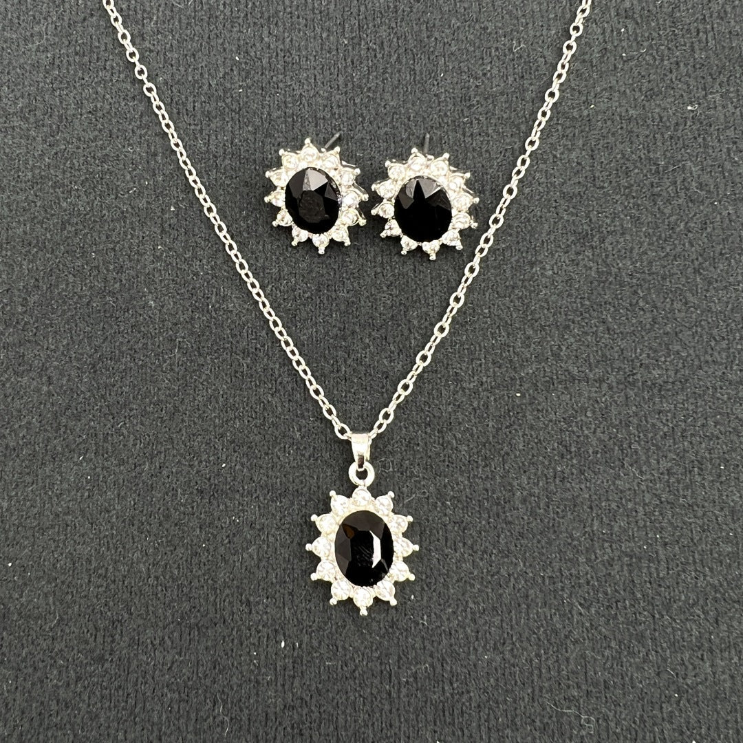 European And American Fashion SUNFLOWER Zircon Ear Stud Necklace Suit LadyShow.Store