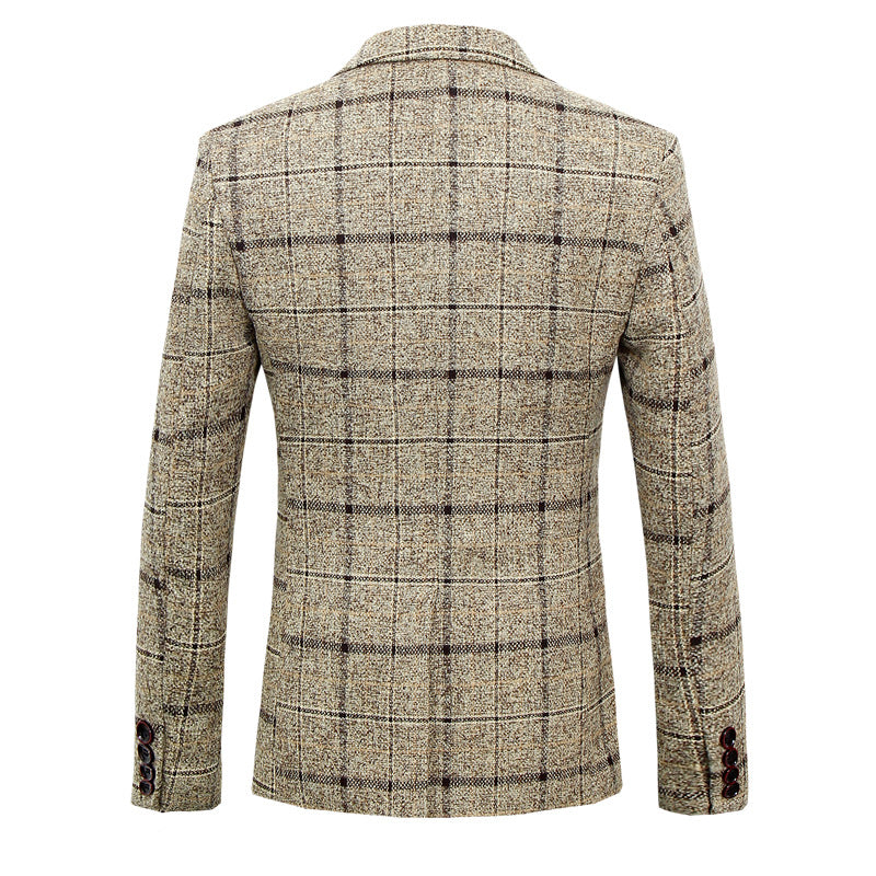 Men's Slim Fit Plaid Wool Suit Jacket S-5XL Pi-Mart