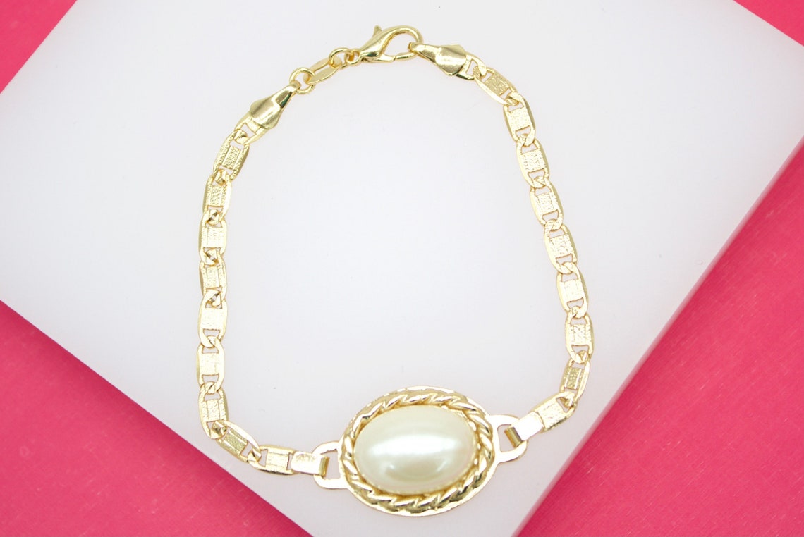 18K Gold Filled Designed Synthetic Pearl Bracelet LuxuryLifeWay Online Store