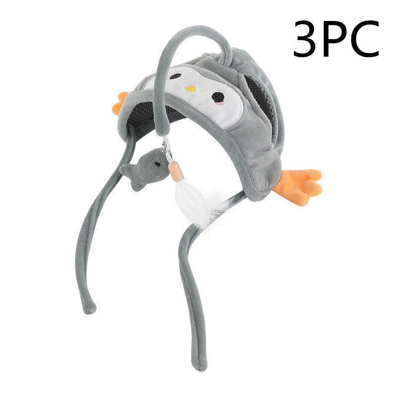 New Head Wearing Feather Funny Cat Stick Funny Cat Toy Stick Gray Big Eye Pet Toys Pet Products Pets Fashion