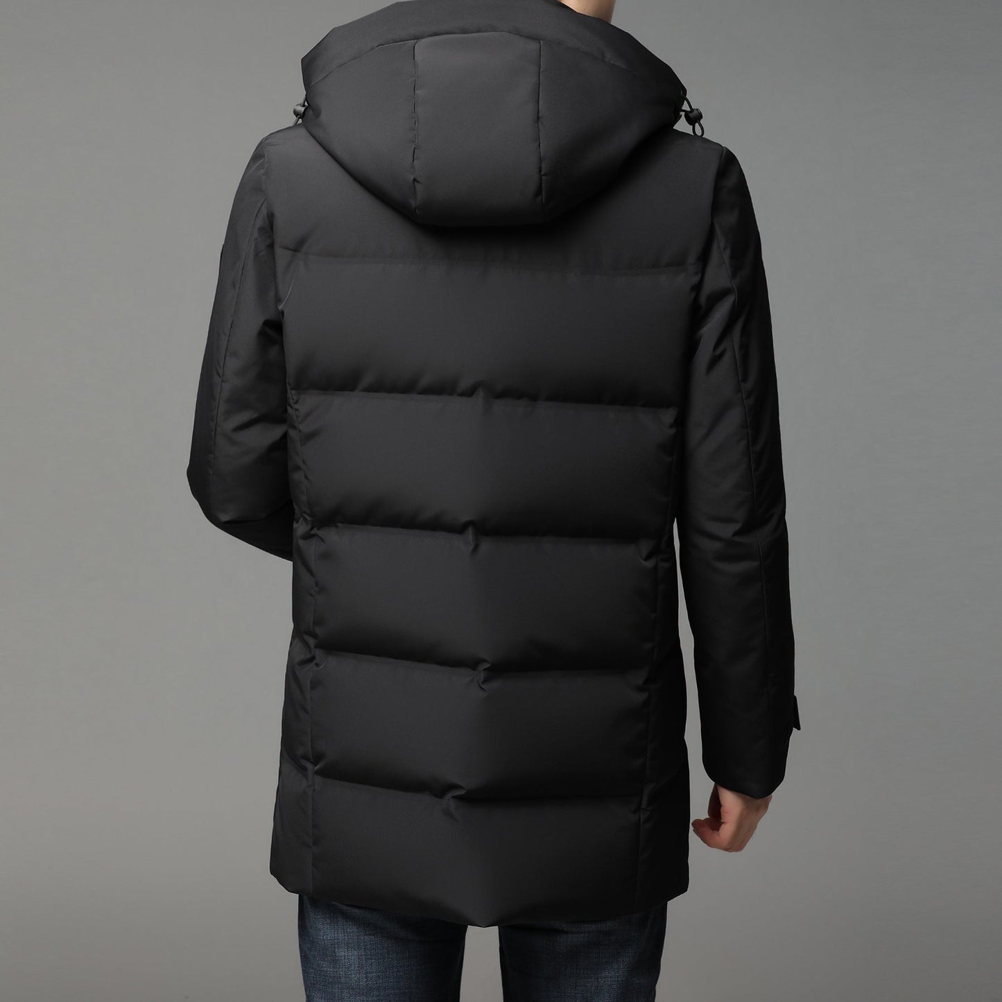 White Duck Down Hooded Warm Jacket Medium Length Down Jacket Best YouTube Store