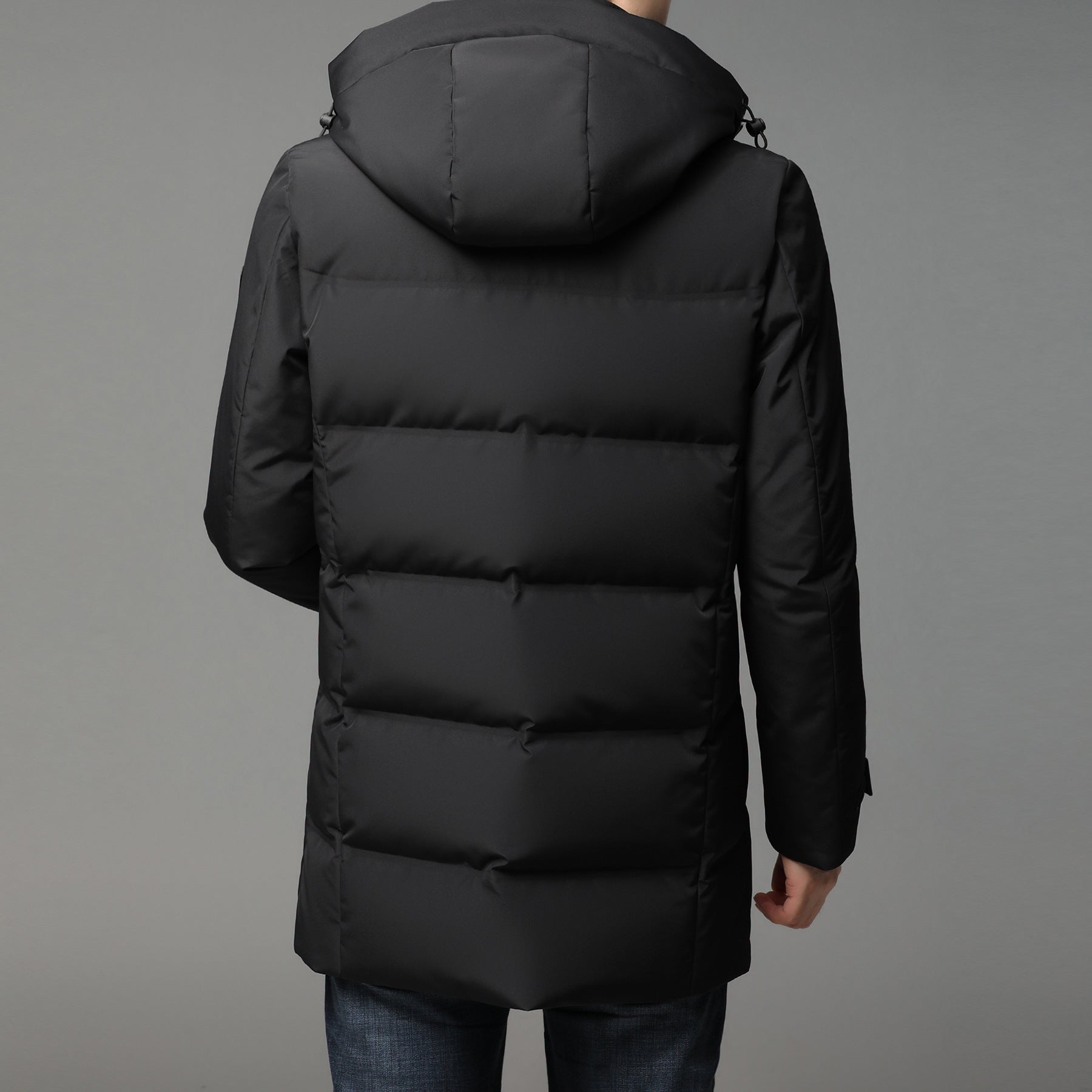 White Duck Down Hooded Warm Jacket Medium Length Down Jacket Best YouTube Store