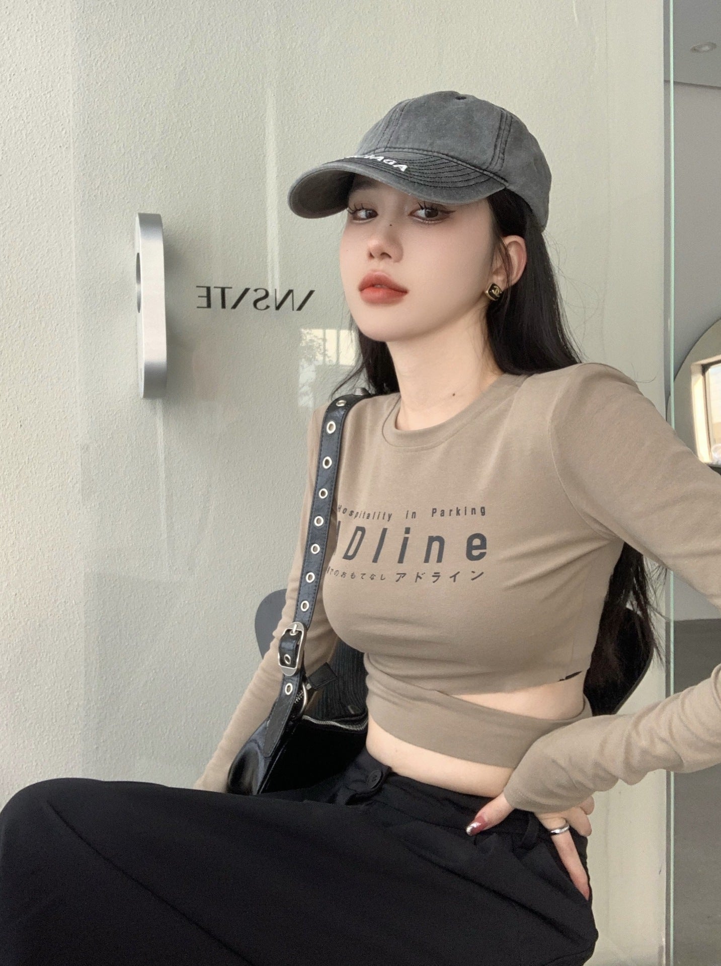 Letter Print Slim Long-Sleeve T-Shirt NorixaFashion.com