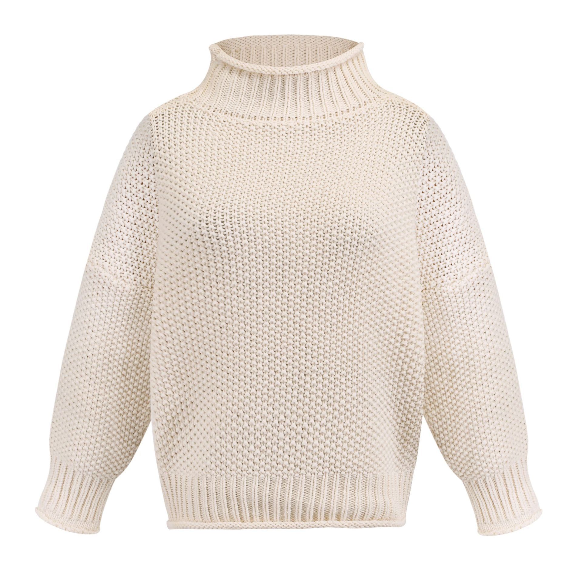 Solid Turtleneck Pullover Sweater Winter Fashion Casual Knitted Long-Sleeved Top Women's Clothing LadyShow.Store
