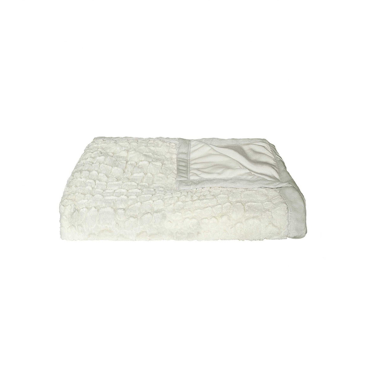50" X 70" Ivory Faux Fur Plush Throw Blanket with Embroidery LuxuryLifeWay Online Store