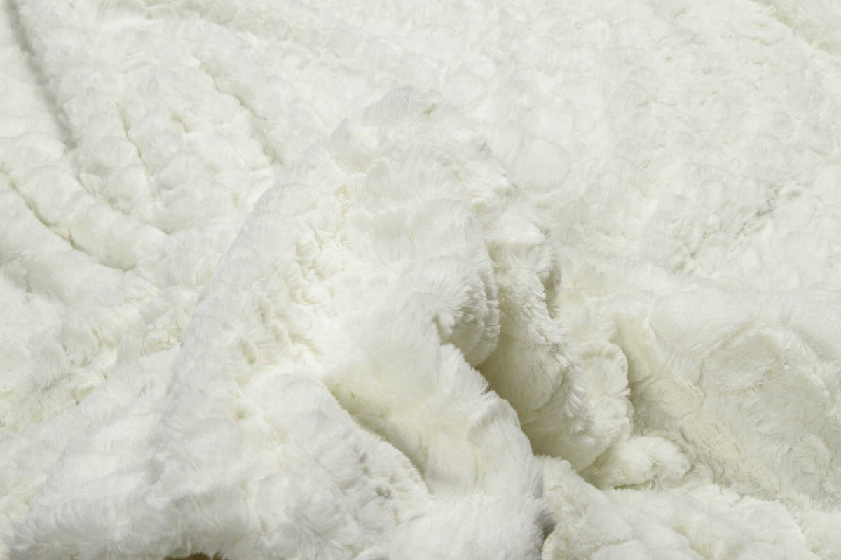 50" X 70" Ivory Faux Fur Plush Throw Blanket with Embroidery LuxuryLifeWay Online Store
