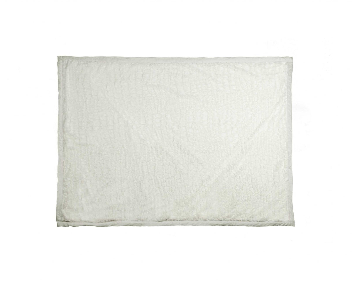 50" X 70" Ivory Faux Fur Plush Throw Blanket with Embroidery LuxuryLifeWay Online Store