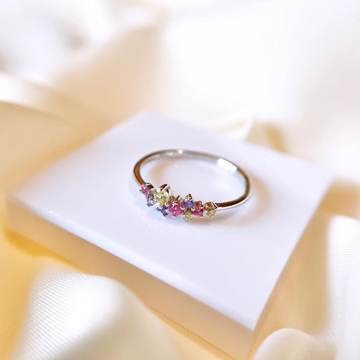 S925 Sterling Silver Colorful Crystals Ring LadyShow.Store