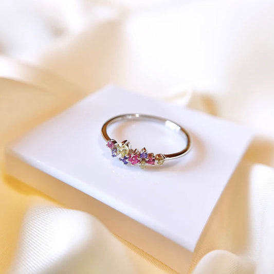 S925 Sterling Silver Colorful Crystals Ring LadyShow.Store