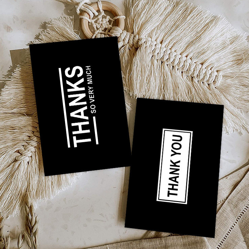 Gift Packaging 50 SheetsPack Simple Black Thank You Cards CJD