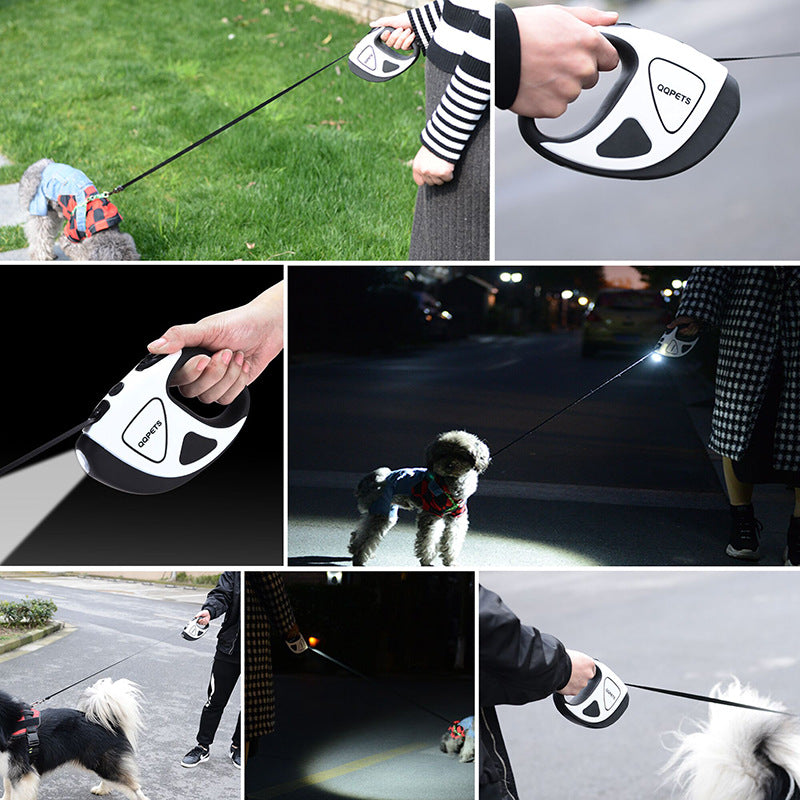 Pet Dog Automatic Retractable Fiber Leash Night Safety LED Shining Automatic Stretching Dog Hand Holding Rope Pet Supplies Pets Fashion