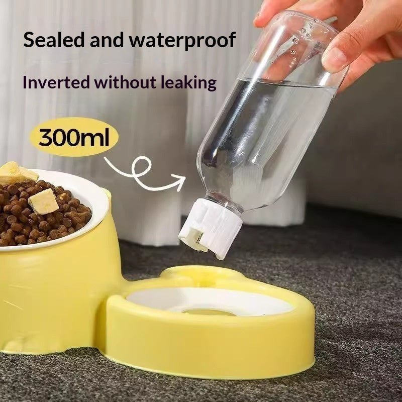 Pet Double Bowl Anti-Tip Cute Stainless Steel Food Bowl Pets Fashion