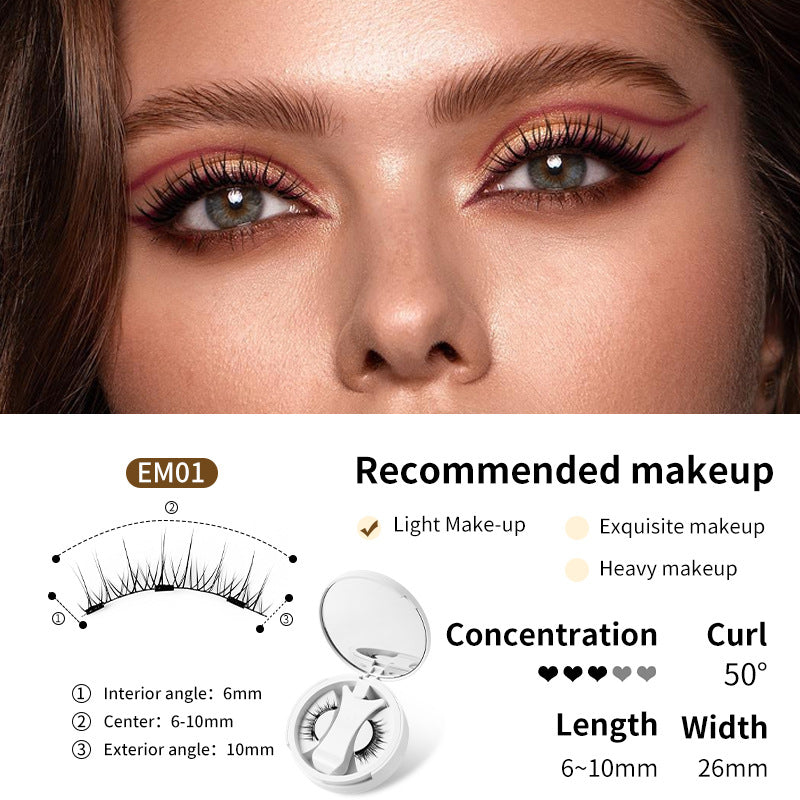 Magnetic False Eyelashes Integrated Storage Box Glue-free Magnet False Eyelashes Natural Makeup Tools With Applicater LadyShow.Store