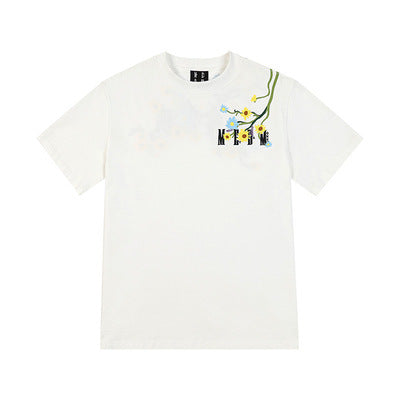 Floral Embroidered Short-Sleeved T-Shirt Pi-Mart
