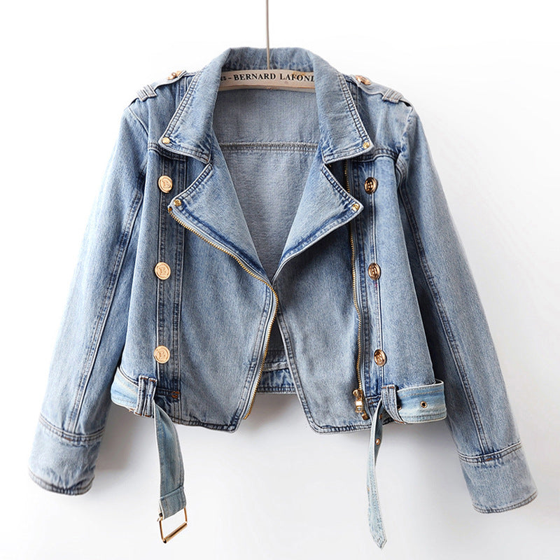 Women's Short Loose Top Motorcycle Jacket LadyShow.Store