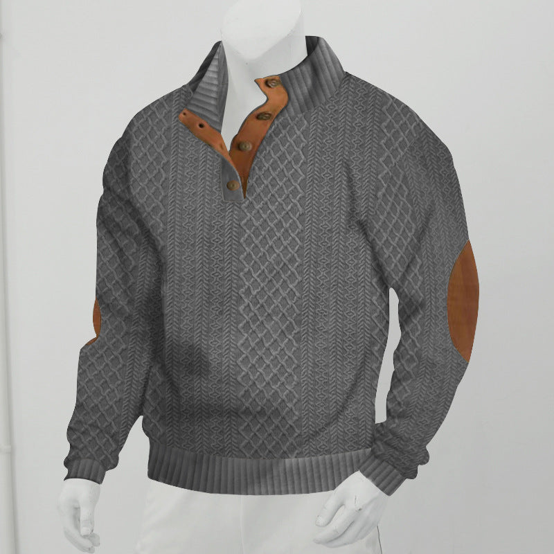 Stand Collar Long Sleeve Jacquard Knitted Pullover Sweater LadyShow.Store