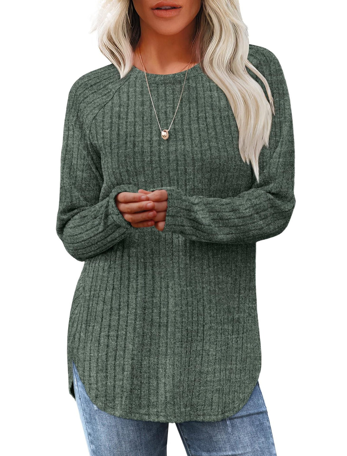 2026 European And American Women's Autumn New Loose Round Neck Base Shirt Long Sleeved Shirt NorixaFashion.com