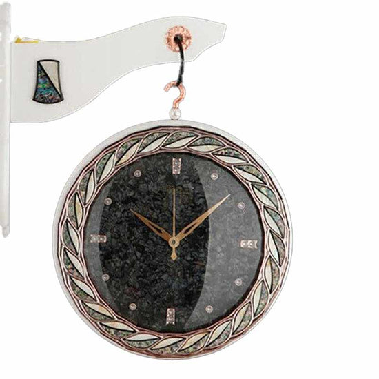 Creative Shell Carving Double-sided Wall Clock Silent PearlNestDecor.com