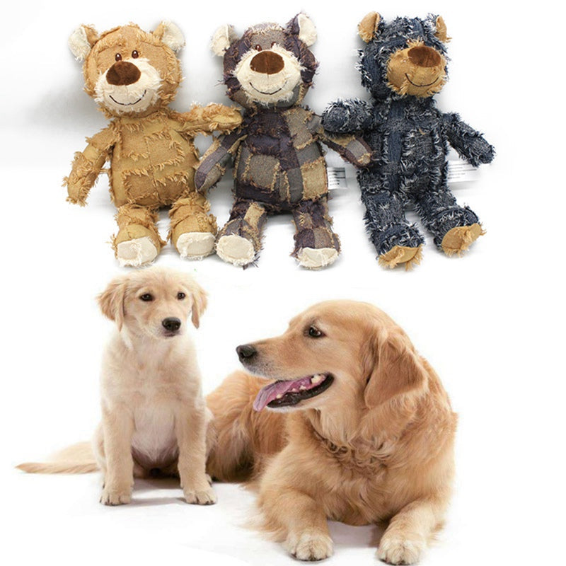 Cute Pet Dog Cat Plush Squeak Sound Dog Toys Bear Shape Pet Dogs Bite Resistant Molar Chew Toys Pets Interactive Training Toys Pet Products Pets Fashion