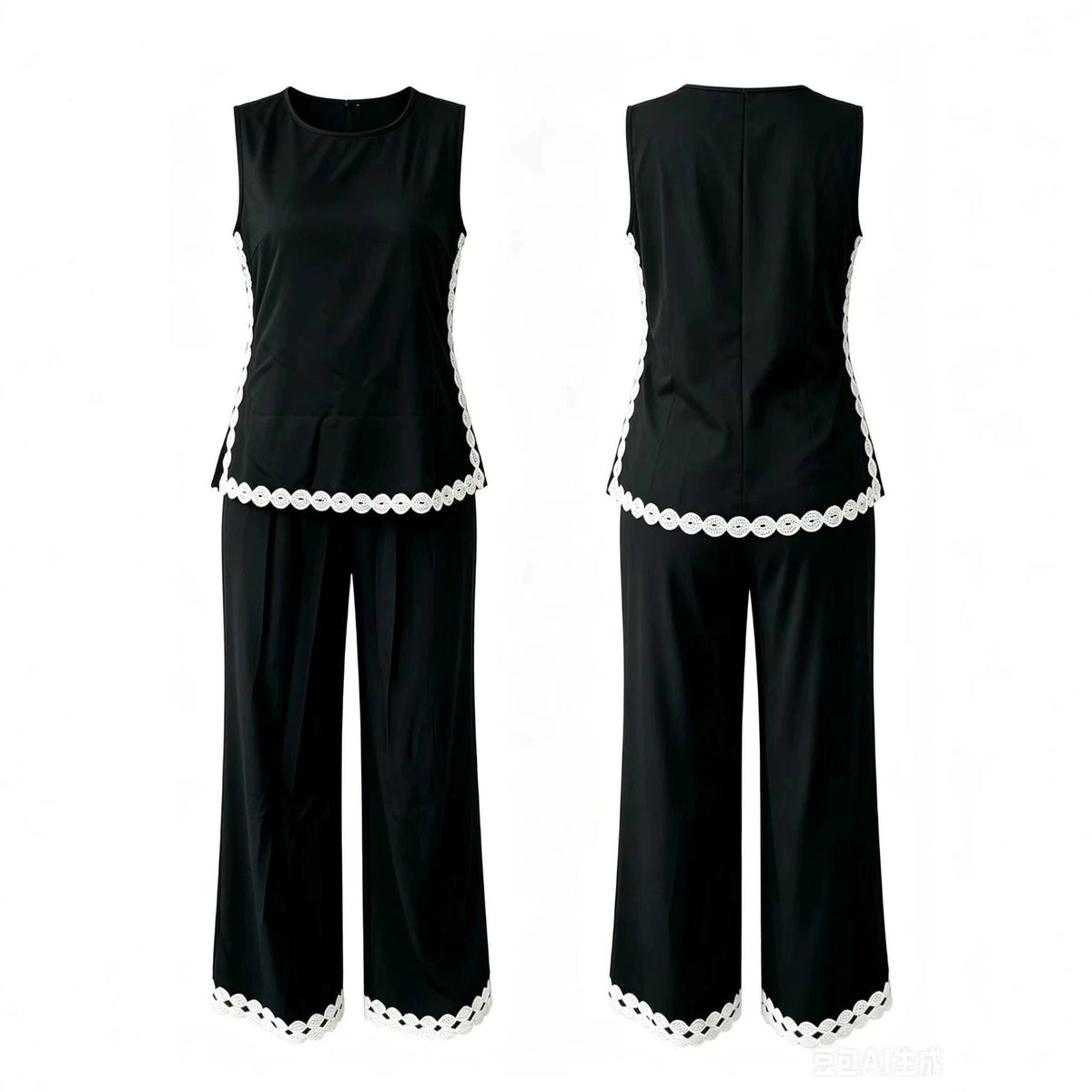 New 2026 Sleeveless Casual Pants Set Plus Size Vacation Outfit NorixaFashion.com