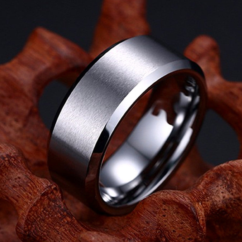 8mm Glossy Simple Stainless Steel Ring Men