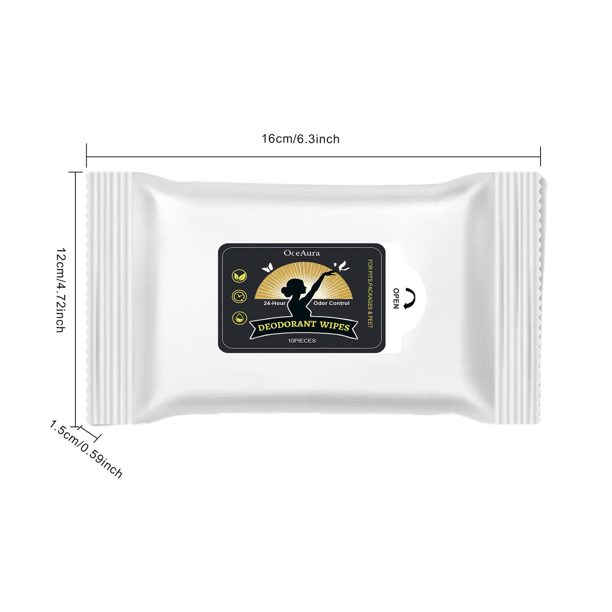 10 Pieces1bag Of Odor Deodorizing Wet Wipes Tri Light Beauty