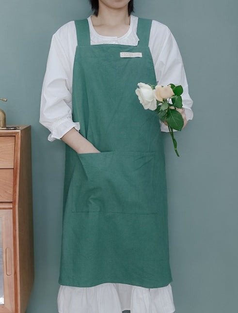 Linen Jean Apron Simple Overclothes Kitchen Apron PearlNestDecor.com