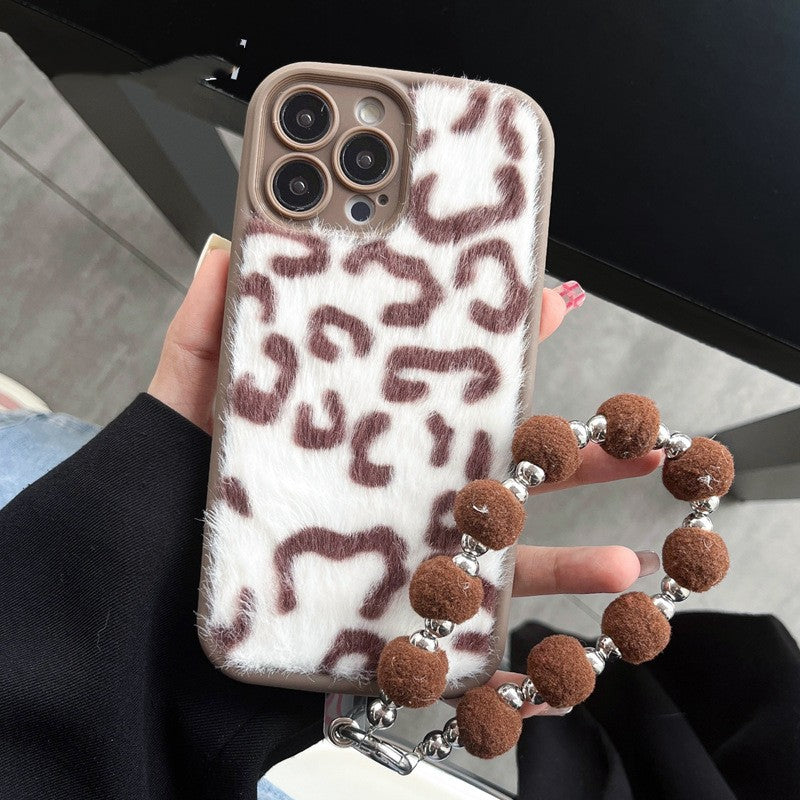 Leopard Printed Plush Phone Case