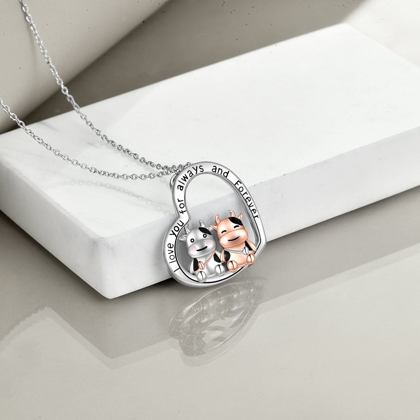 Cow Gifts Cow Necklace for Women 925 Sterling Silver I Love You Always and Forever LadyShow.Store