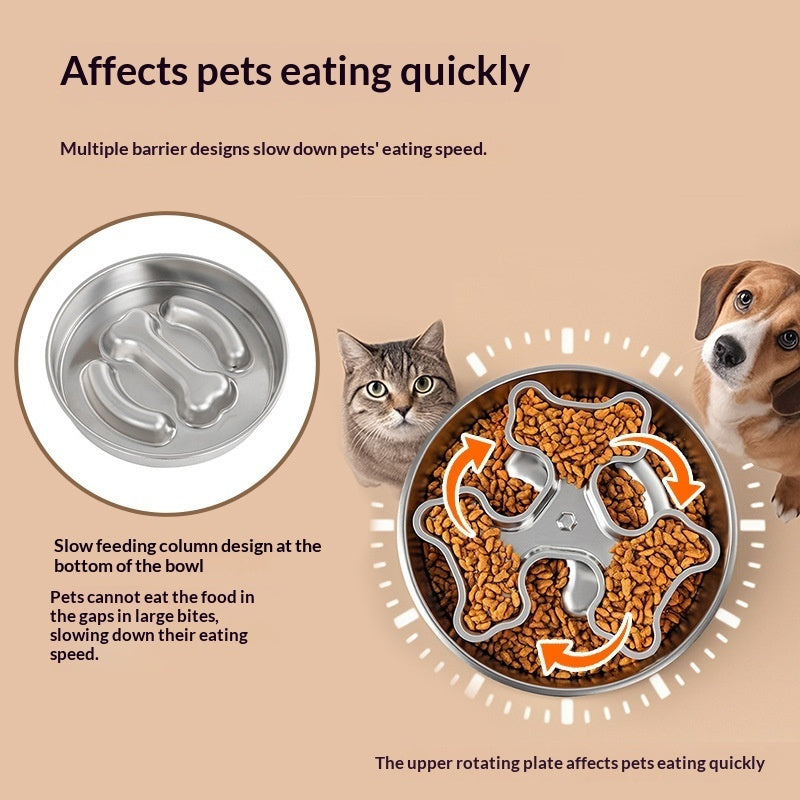 Stainless Steel Rotating Pet Bowl To Prevent Choking Pets Fashion