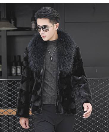 Men's Faux Fur Coat, Trendy Mid-Length Fashion Jacket Pi-Mart
