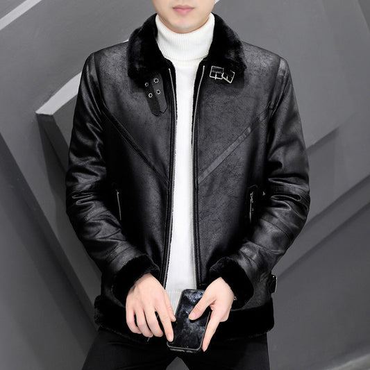 Fashion Casual Simple Thick Fur Collar Men's Clothing Best YouTube Store