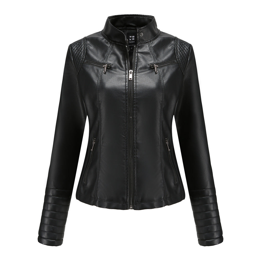 Women's Leather Thin Motorcycle Clothing Short Chic Women's Jacket LadyShow.Store