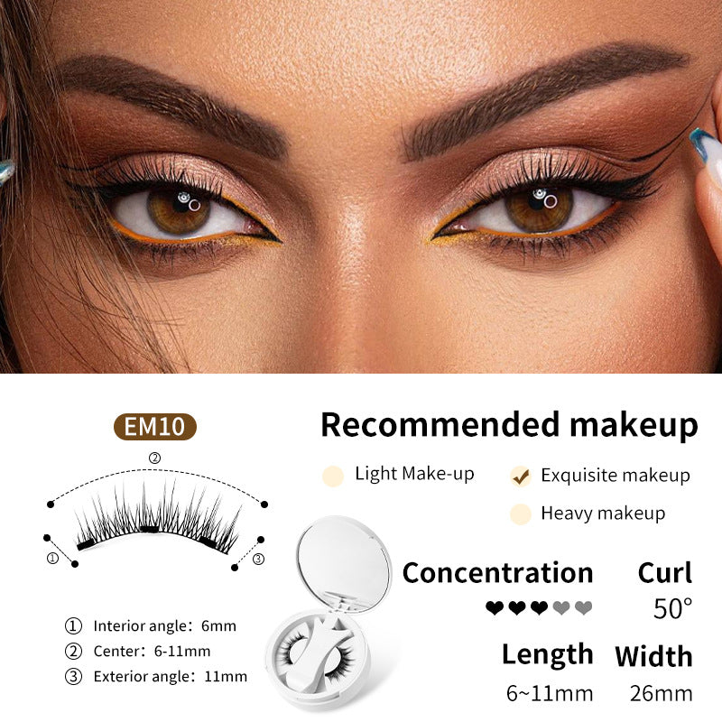 Magnetic False Eyelashes Integrated Storage Box Glue-free Magnet False Eyelashes Natural Makeup Tools With Applicater LadyShow.Store