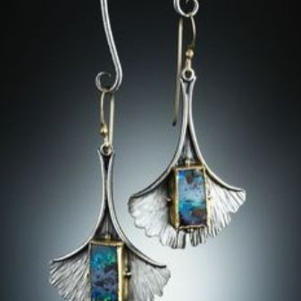 Creative Ginkgo Leaf Color Turquoise Earrings LadyShow.Store