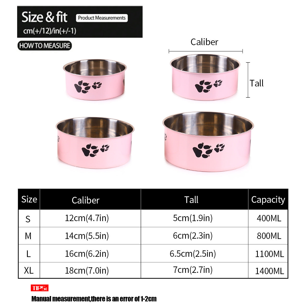 Stainless Steel Dog Bowl Large Capacity Anti-tumble Cat Bowl Pets Fashion
