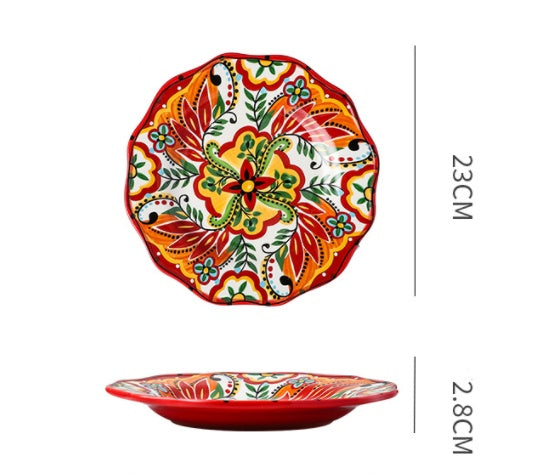 Underglaze Ceramic Tableware Bohemian Household Dishes LadyShow.Store