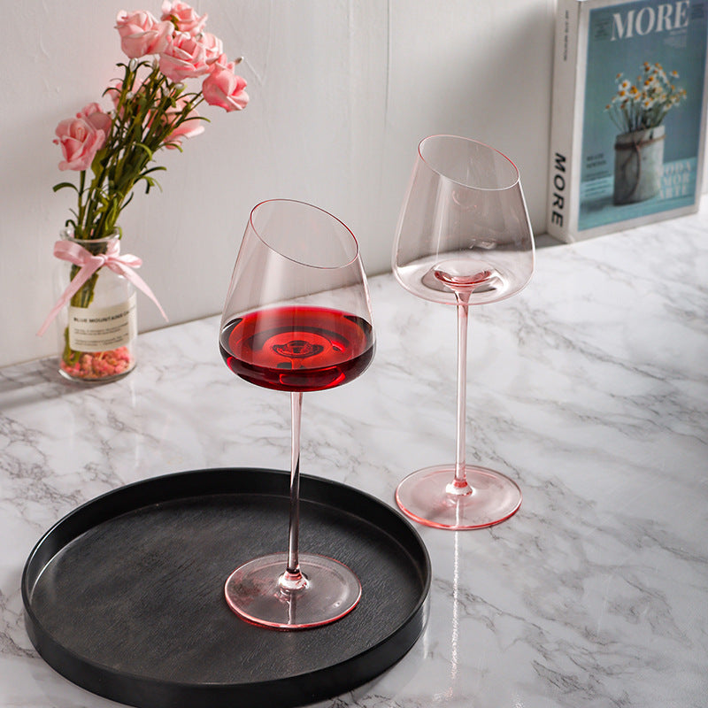 Flamingo Red Wine Oblique Mouth Glass Tall Cup LuxuryLifeWay Online Store