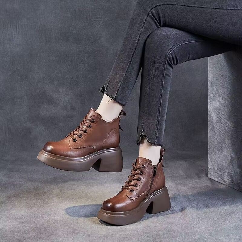 Womens Mid-calf Boots With Thick Chunky Heels LadyShow.Store