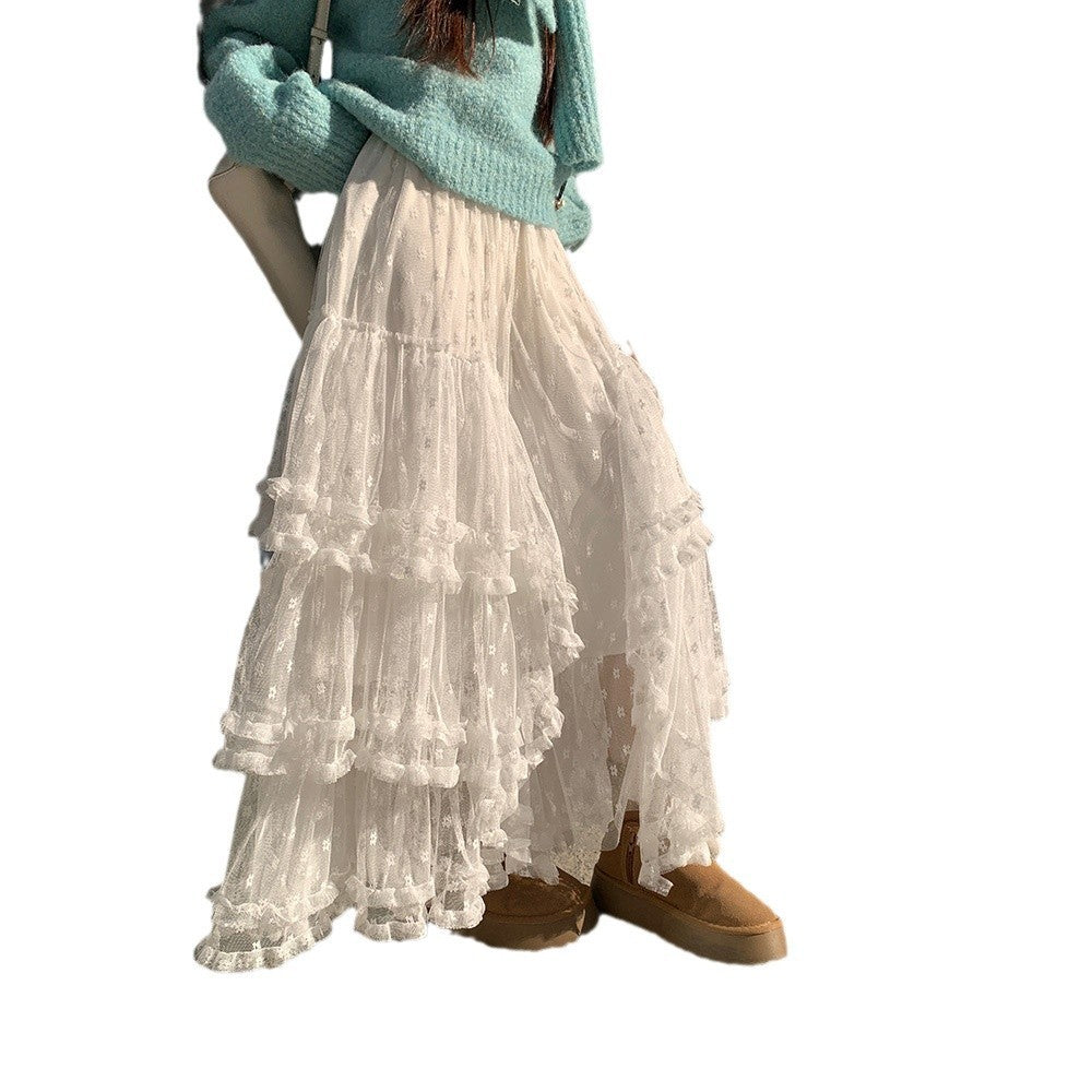 Sweet Floral Mesh Maxi Dress With Intricate Ruffle Detailing And Asymmetrical Hemversatile And Chic LadyShow.Store