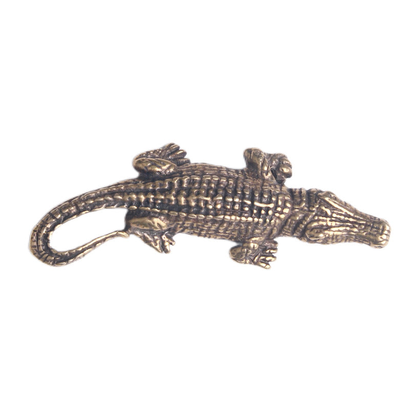 Distressed Solid Brass Alligator Keychain Pendant LadyShow.Store
