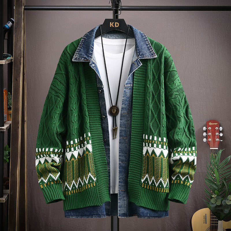 Men's Clothing Fashion Polo Collar Sweater Cardigan Coat Best YouTube Store