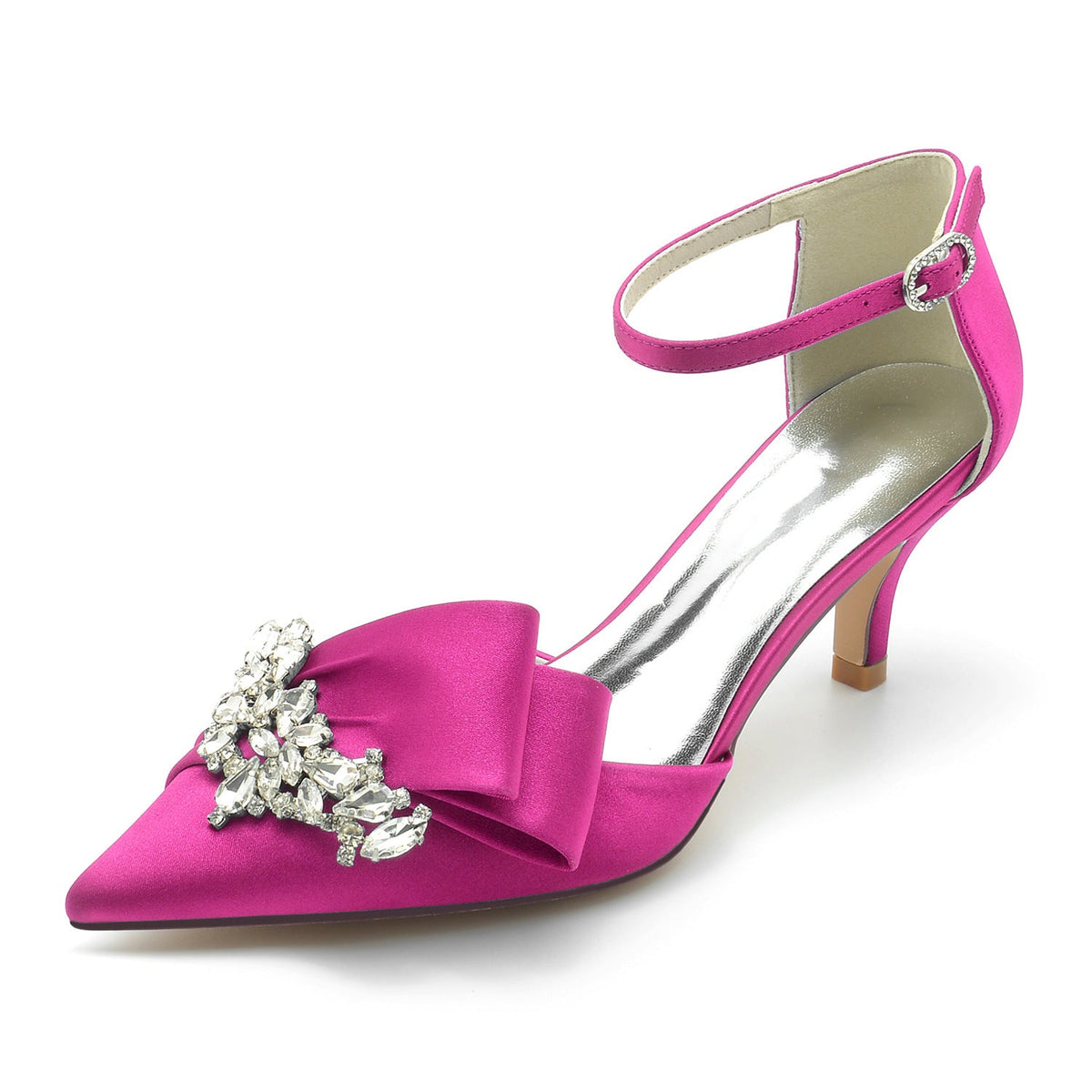 Wedding Bride Mid And Low Heel Pointed Toe Rhinestone High Heels LuxuryLifeWay Online Store