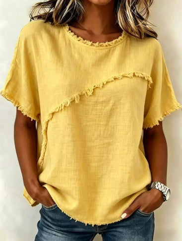 Women's Round-Neck Casual Loose Short-Sleeve Top NorixaFashion.com