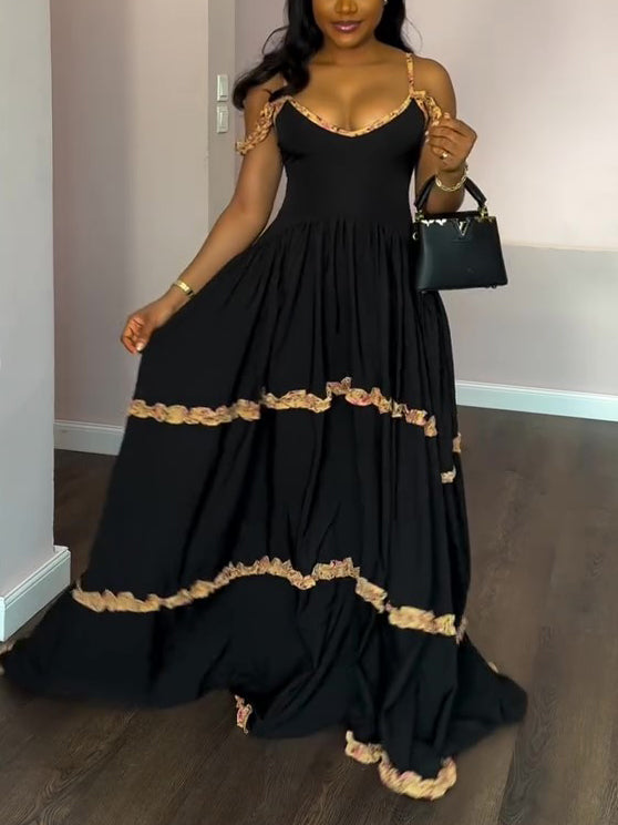 Black Lace Halter Dress NorixaFashion.com