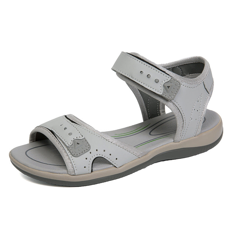 Casual Comfort Flat Fish Mouth Hollow Velcro Beach Sandals LadyShow.Store